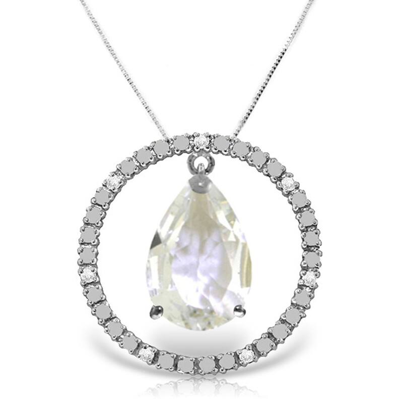 6.6 Carat 14K White Gold Diamond White Topaz Circle of Love Necklace
