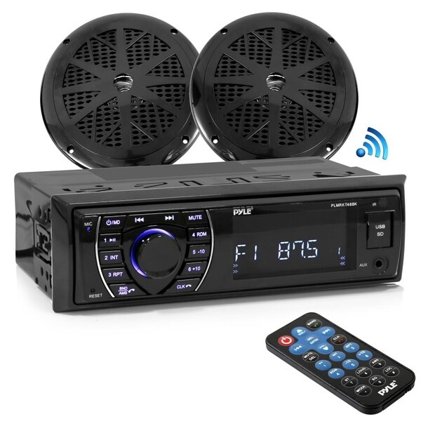 Shop Pyle Bluetooth Marine Receiver Stereo & Speaker Kit, Wireless