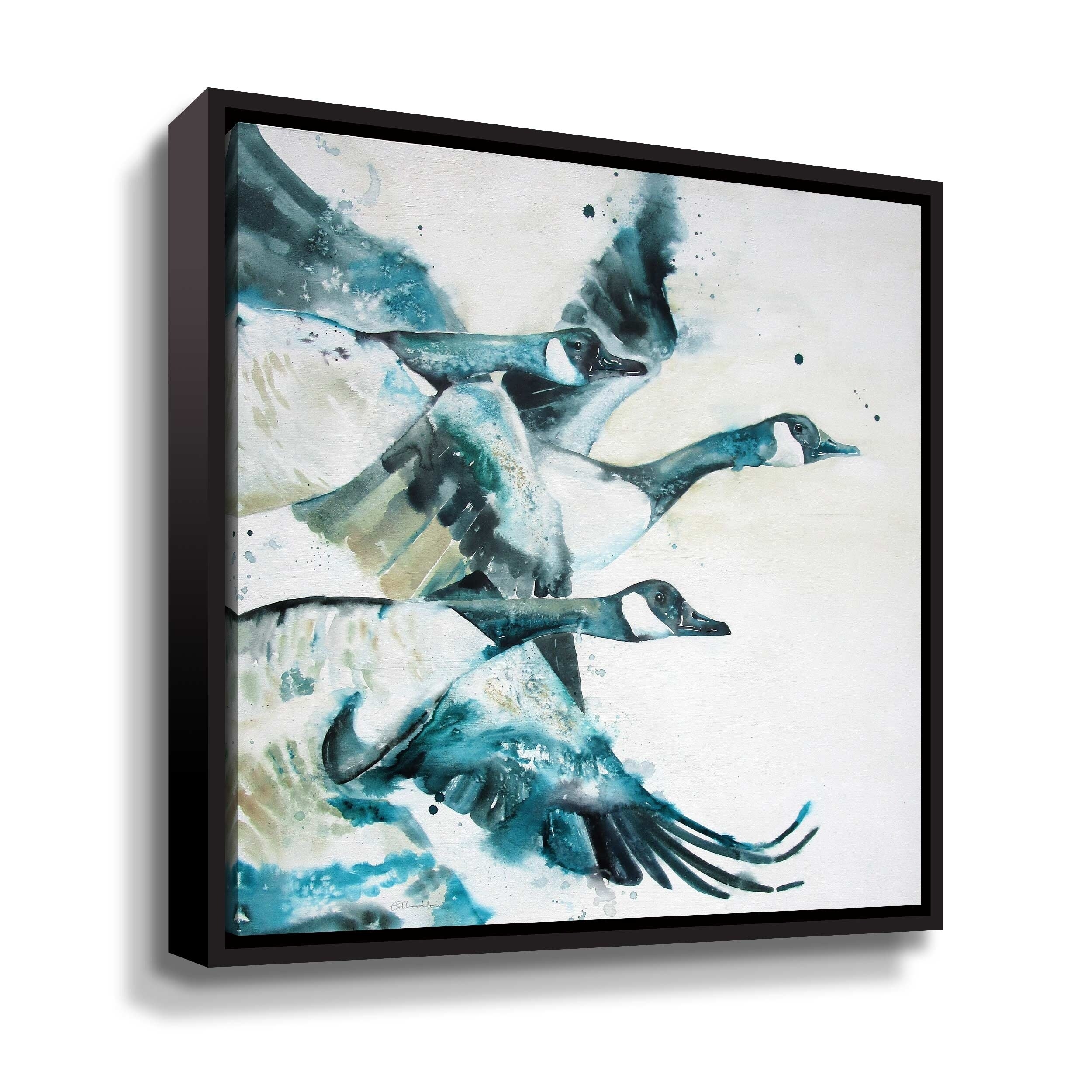 "Canada Geese V" Gallery Wrapped Floater-framed Canvas