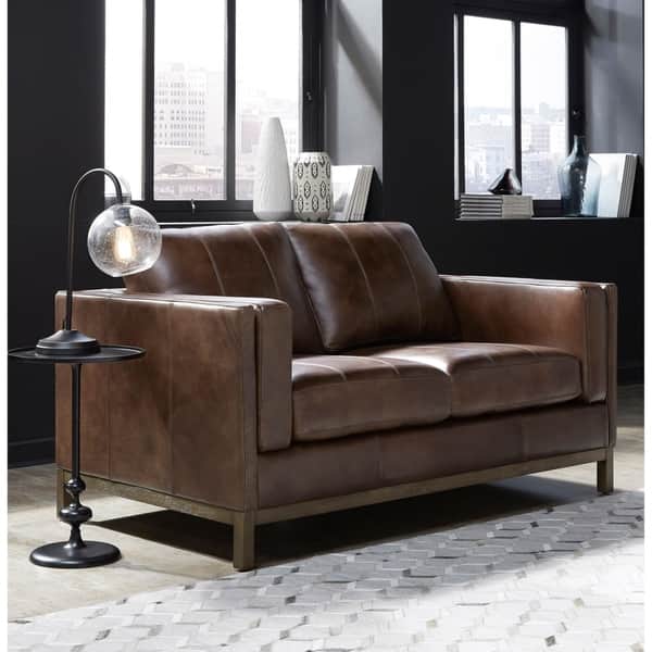 Summit Brown Top Grain Leather Loveseat On Sale Overstock 29653897