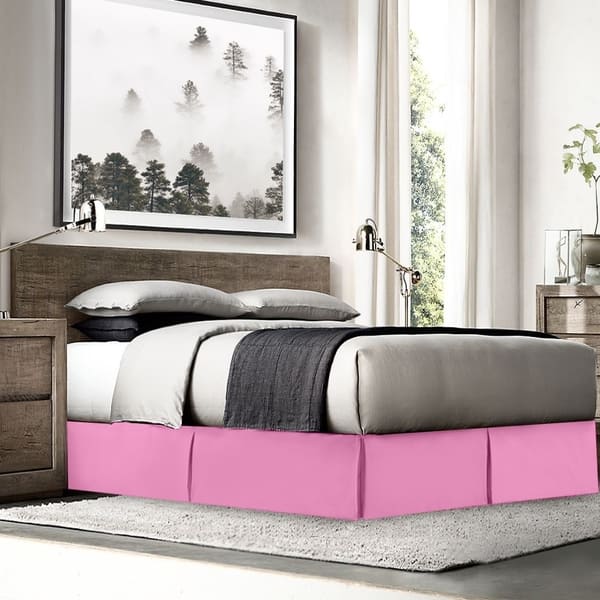 Clara Clark Pleated Bed Skirt 14 Inch Tailored Drop Luxury Microfiber Dust Ruffle Includes 8 Pins Overstock 29653900