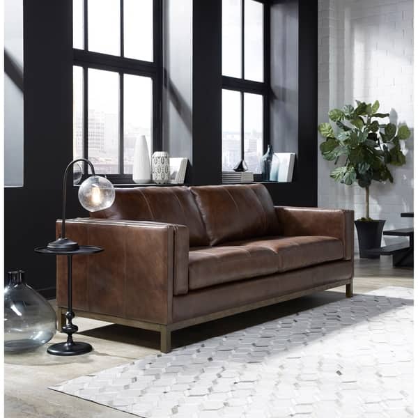 Summit Brown Top Grain Leather Sofa Bed Bath & Beyond 29653904
