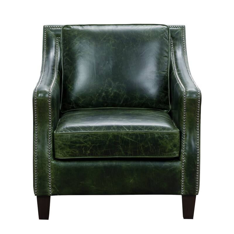 Essex Distressed Green Top Grain Leather Sofa and Two Chairs Set