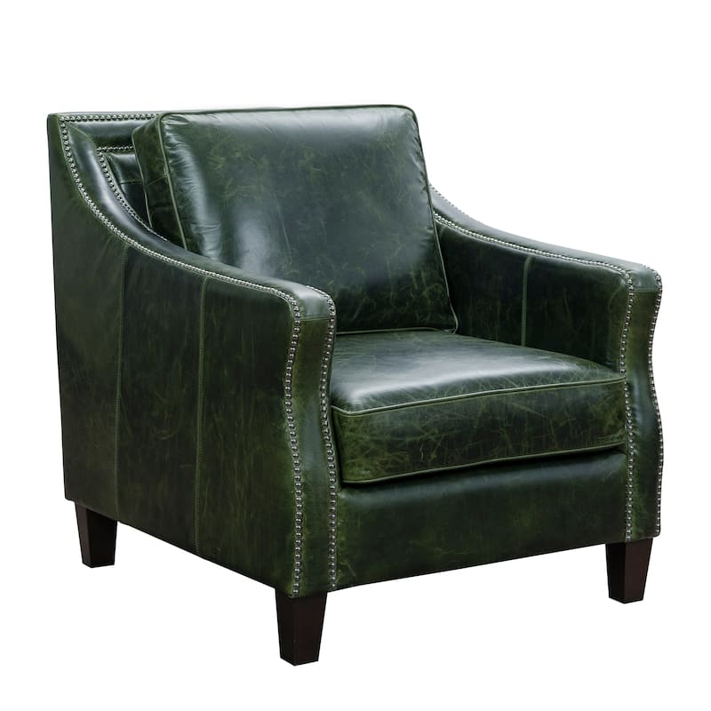 Essex Distressed Green Top Grain Leather Sofa and Two Chairs Set