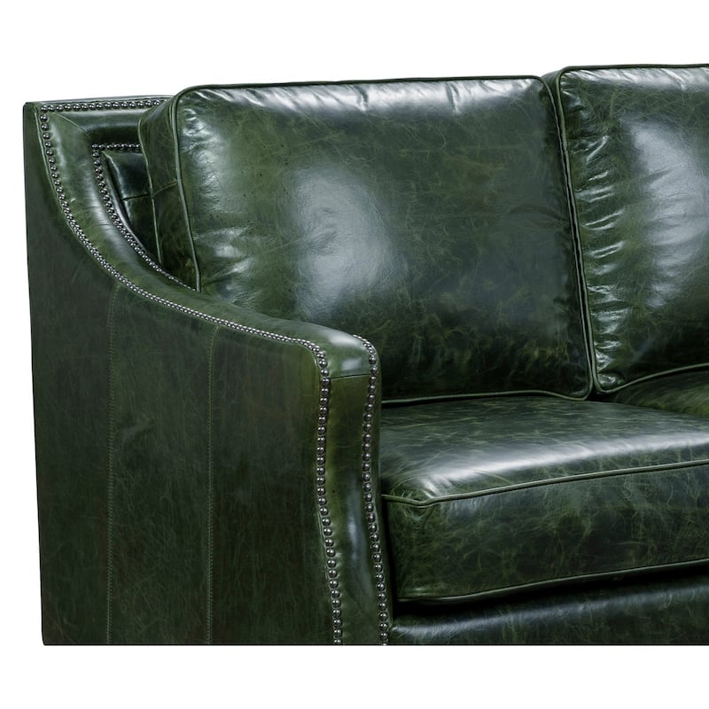 Essex Distressed Green Top Grain Leather Sofa, Loveseat and Chair Set