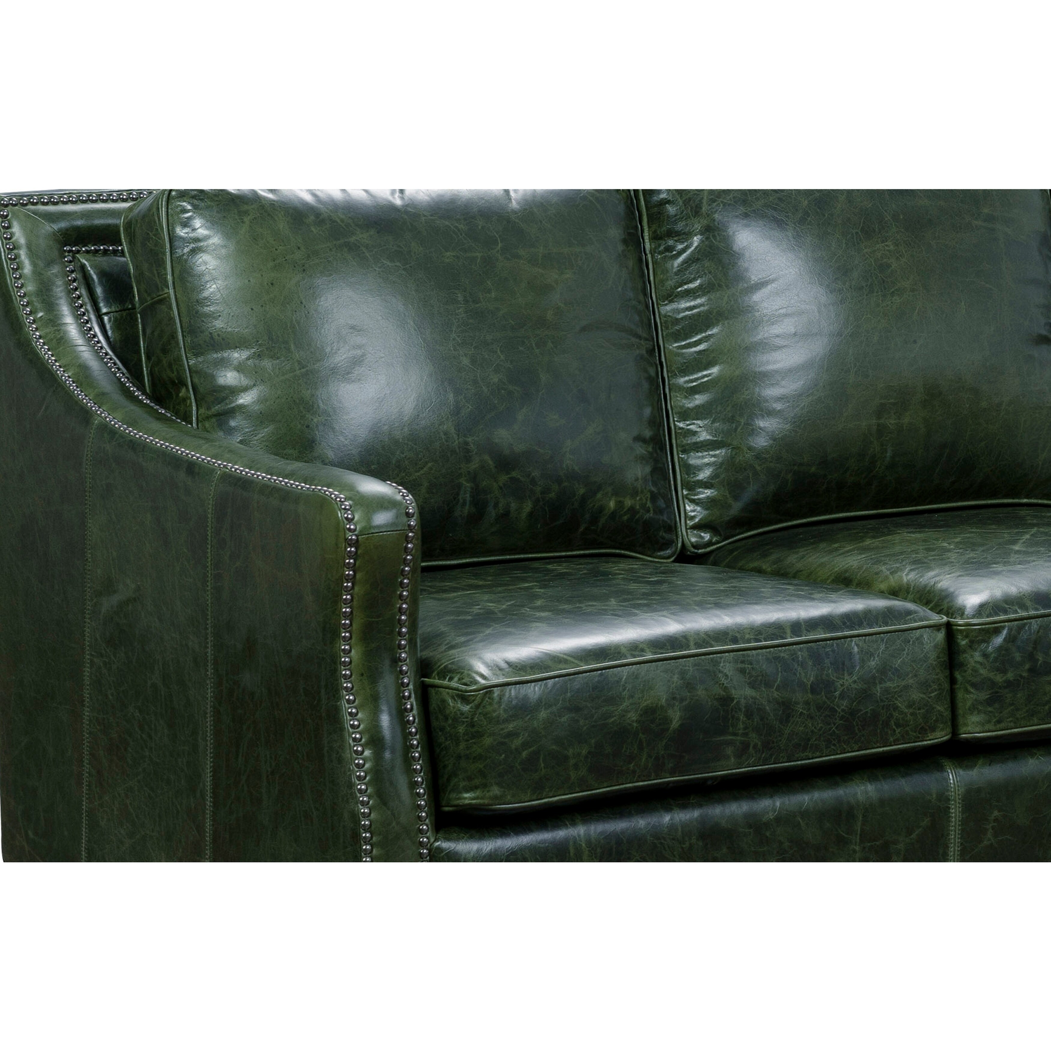 Essex Distressed Green Top Grain Leather Sofa and Chair Set - On