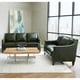 Essex Distressed Green Top Grain Leather Sofa and Loveseat Set - On ...