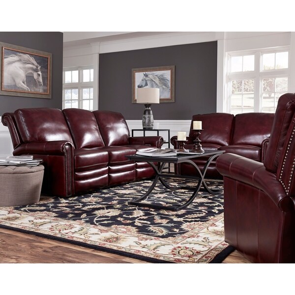 maroon reclining sofa