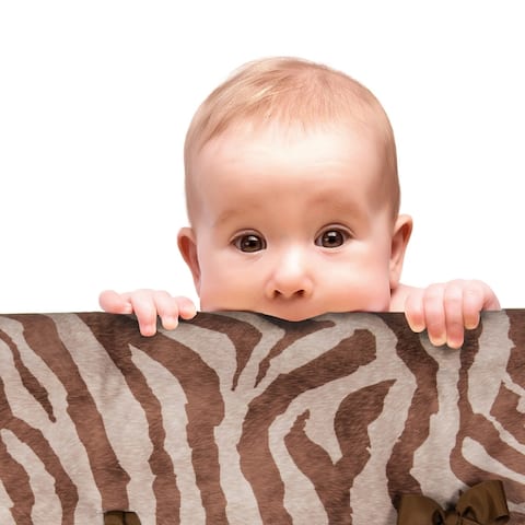 Glenna Jean Baby Crib Convertible Short Rail Guard Protector(Set of 2) Brown and White Zebra