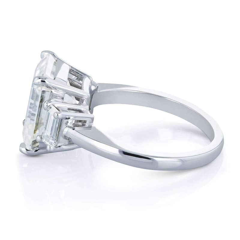 Annello by Kobelli 14k White Gold 6 Carats TGW 3-Stone Emerald Forever One Moissanite and Baguette Diamond Bridal Rings Set