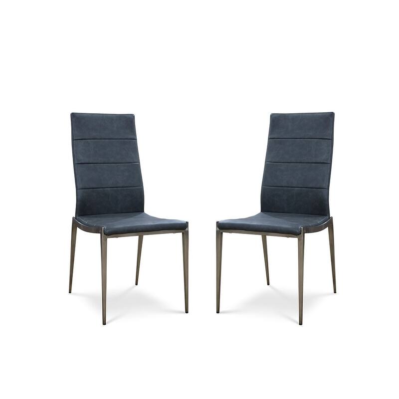 B-Modern Soiree Dining Chair - Set of 2 - Solid Back - High Back - Grey - Grey - Dining Chairs - Stainless Steel - Dining Height