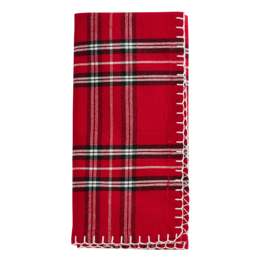 Plaid Whipstitch Cotton Dinner Napkin (Set of 4)