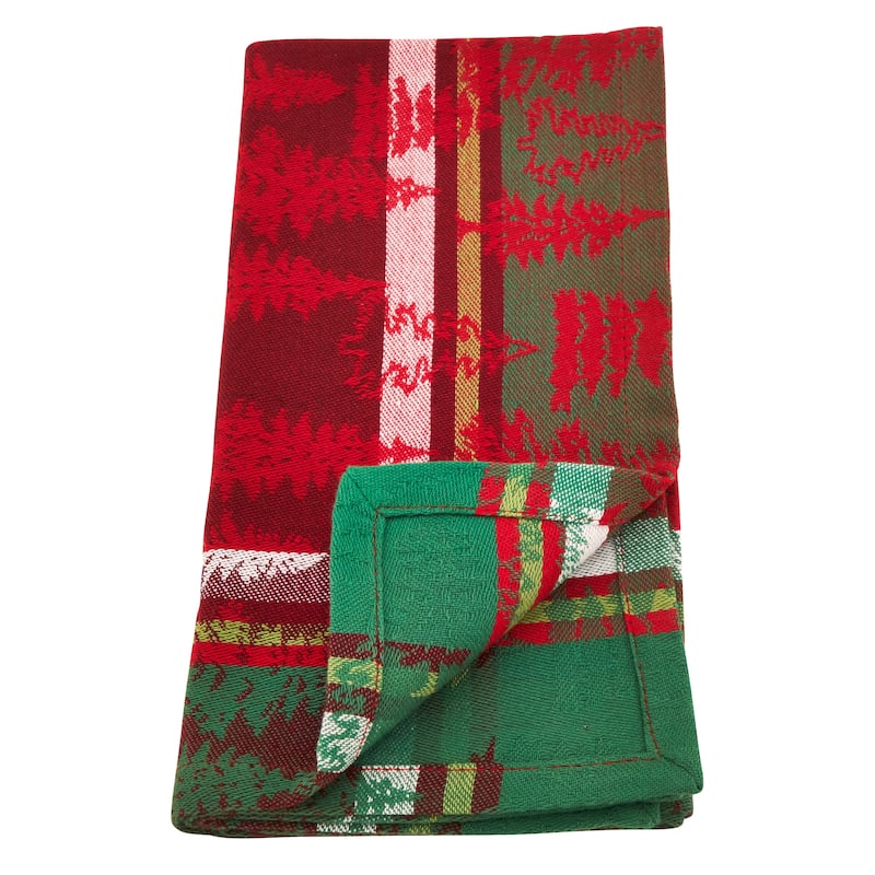 Table Napkins With Christmas Tree Plaid Design (Set of 4)