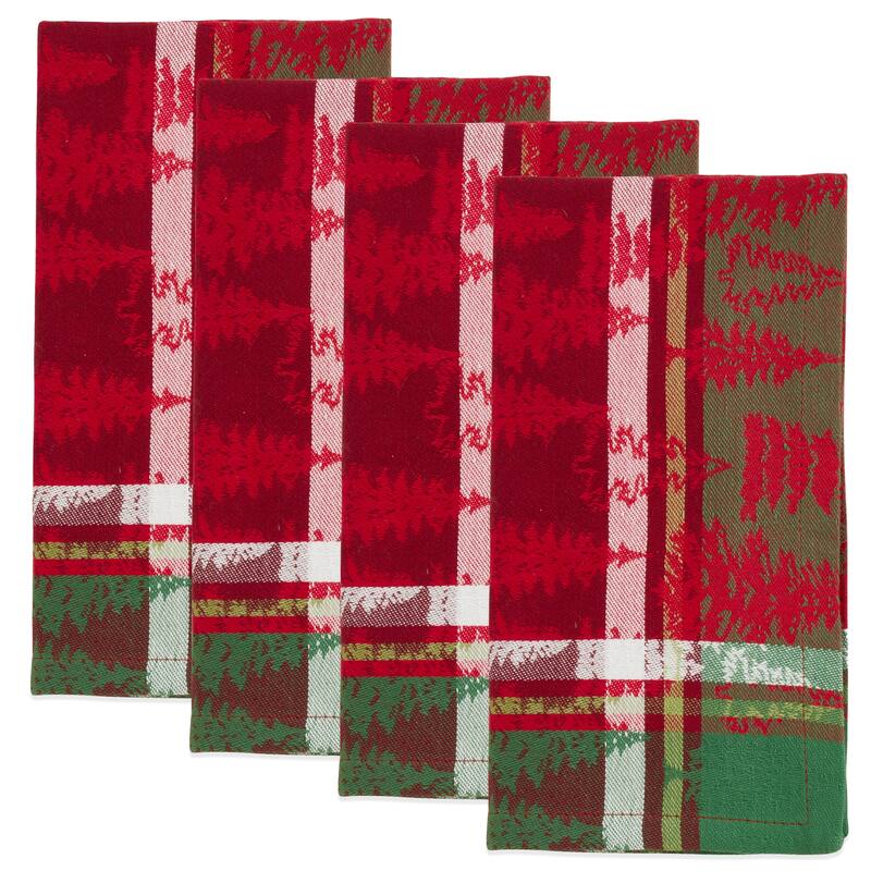Table Napkins With Christmas Tree Plaid Design (Set of 4)