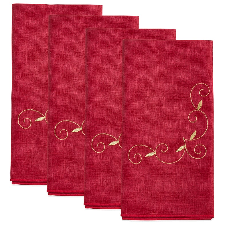 Holiday Napkins With Embroidered Design (Set of 4)