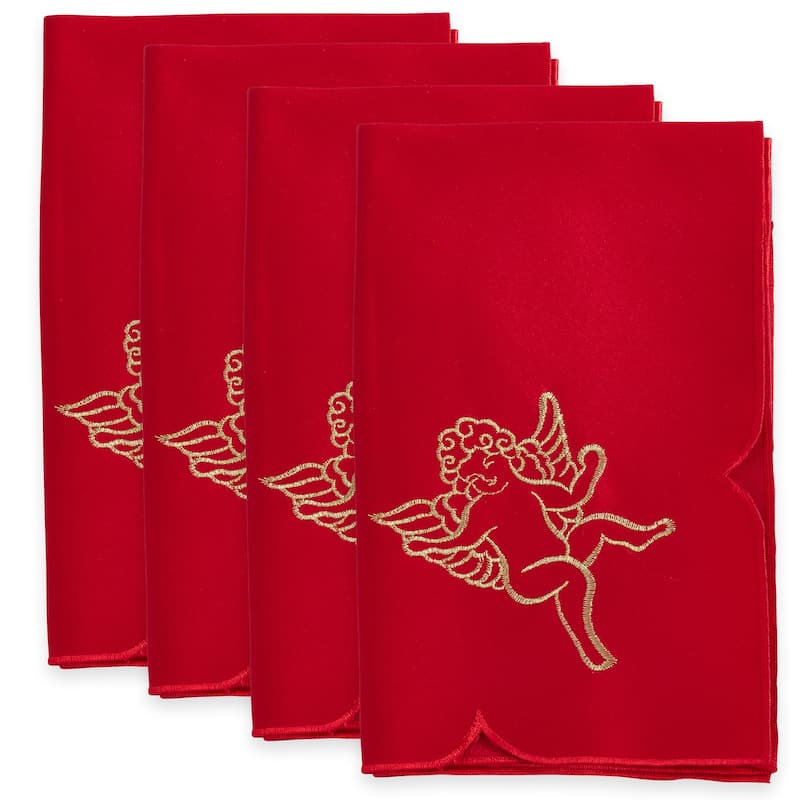Embroidered Napkin With Cupid Design (Set of 4)
