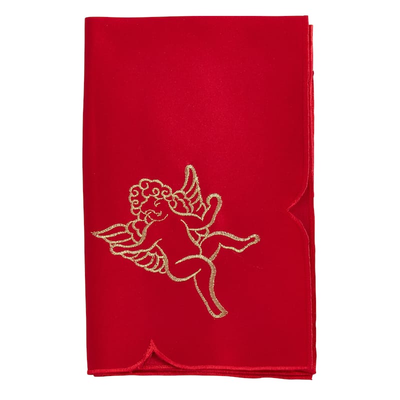 Embroidered Napkin With Cupid Design (Set of 4) - Red - Set of 4