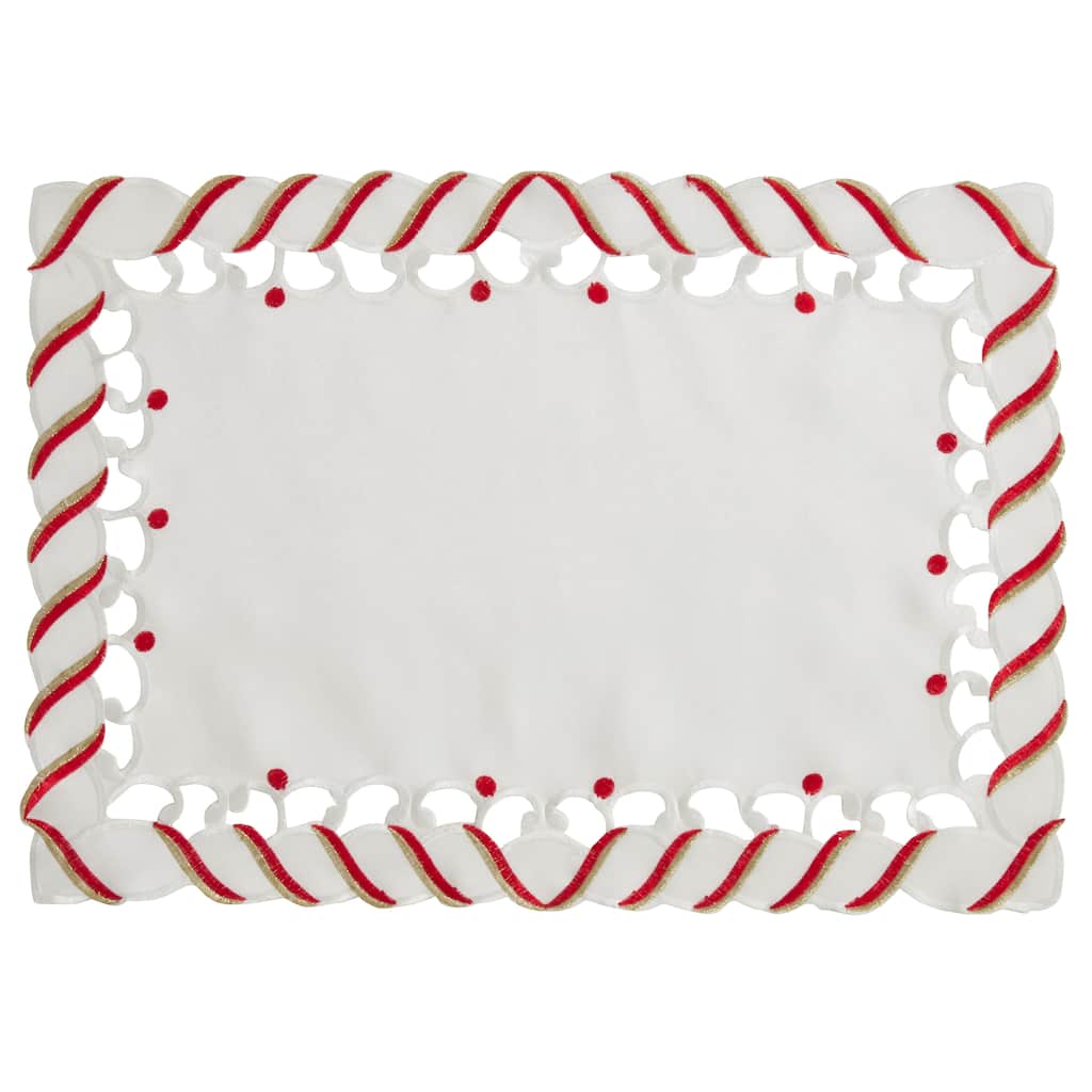 Candy Cane Design Christmas Holiday Placemats (Set of 4)