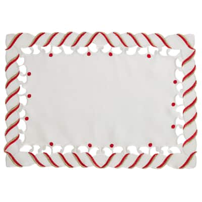 Candy Cane Design Christmas Holiday Placemats (Set of 4)