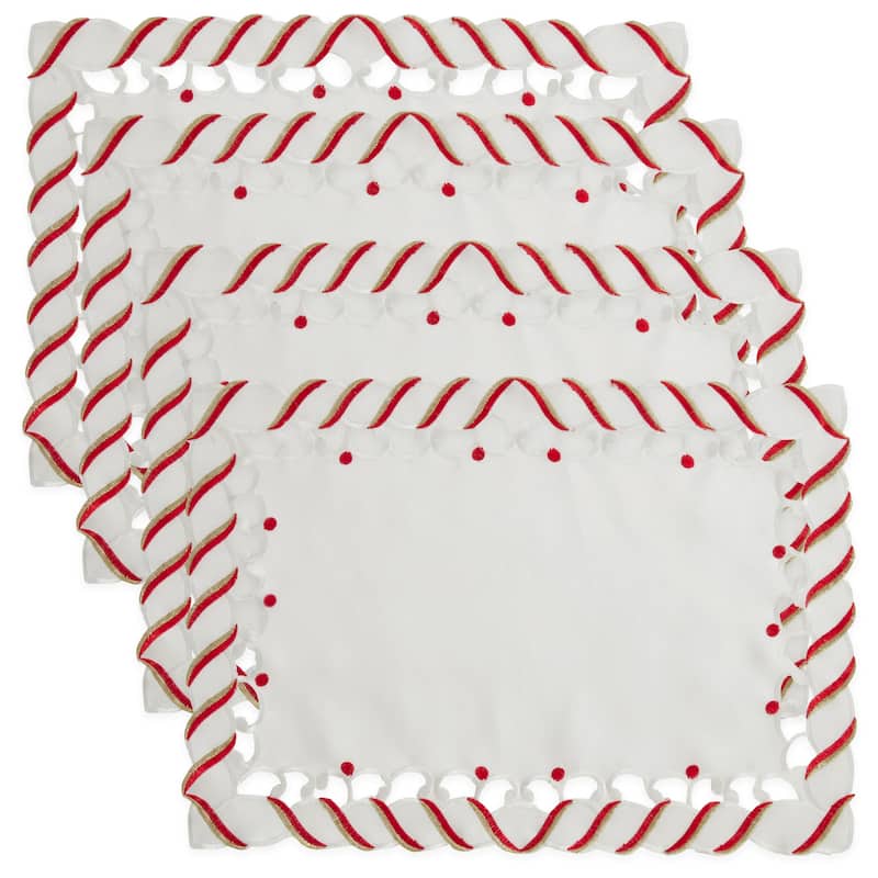 Candy Cane Design Christmas Holiday Placemats (Set of 4)