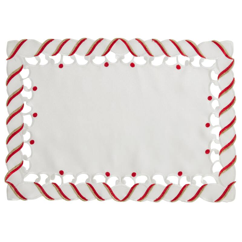 Candy Cane Design Christmas Holiday Placemats (Set of 4)