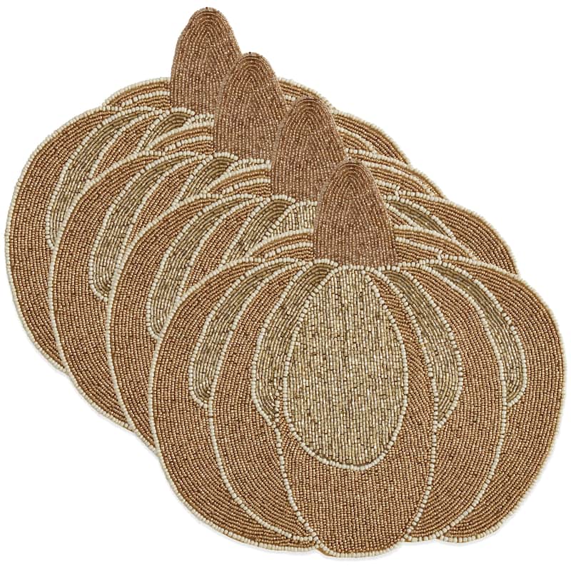 Beaded Pumpkin Design Placemats (Set of 4)