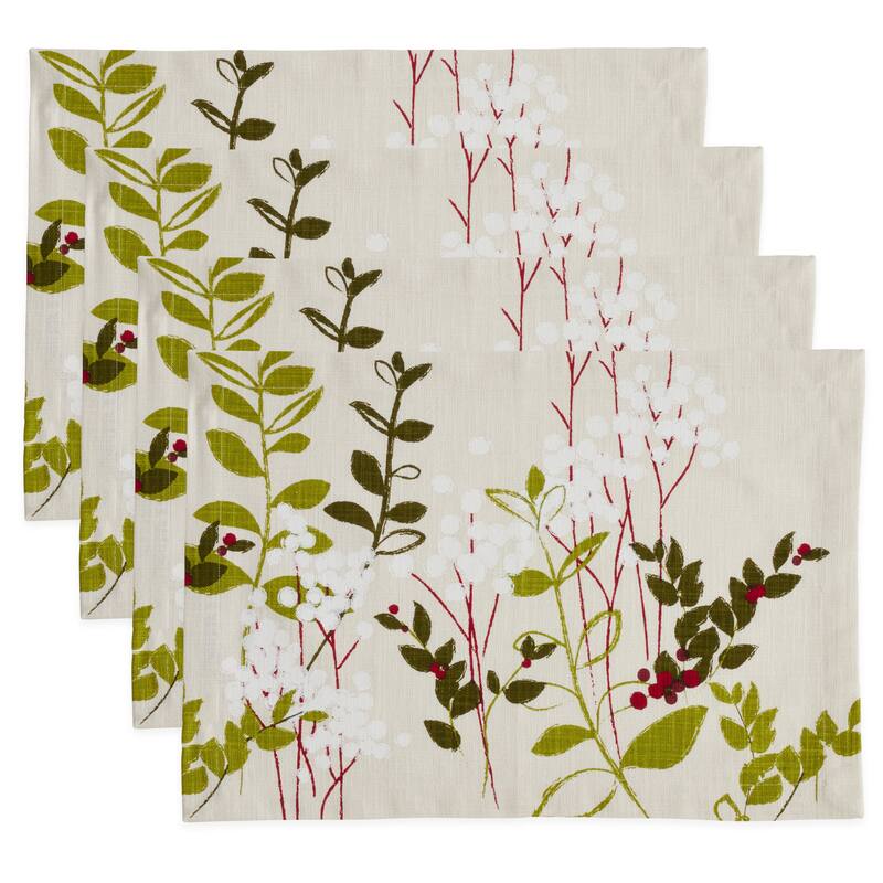 Holiday Placemats With Botanical Print (Set of 4)