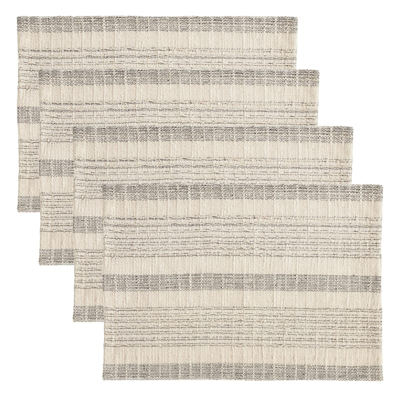 Striped Woven Cotton Table Placemats (Set of 4)
