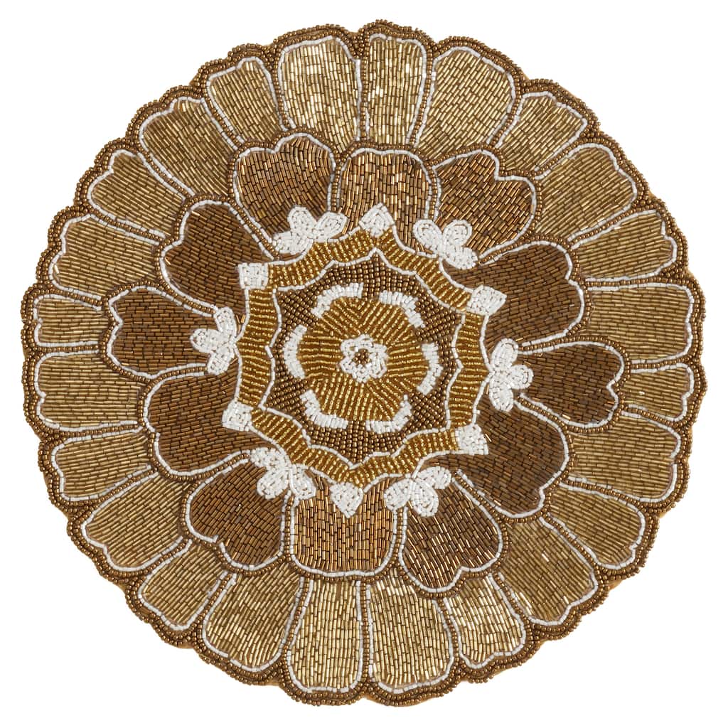 Beaded Placemats With Floral Design (Set of 4)