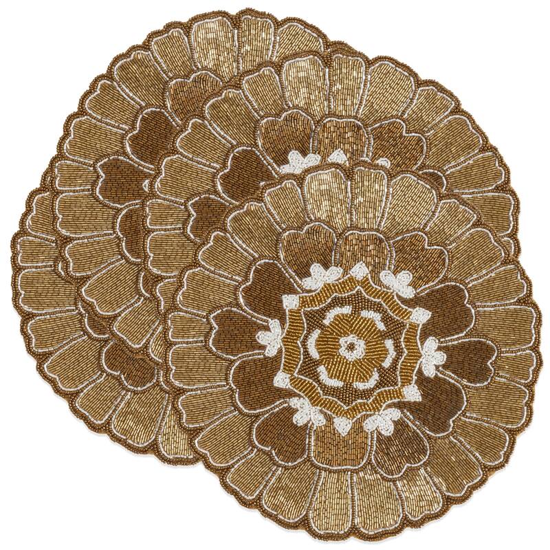 Beaded Placemats With Floral Design (Set of 4)
