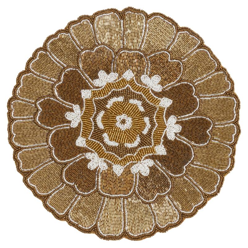 Beaded Placemats With Floral Design (Set of 4)