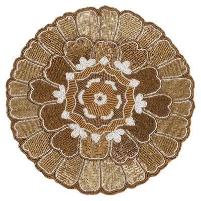 Beaded Placemats With Floral Design (Set of 4)