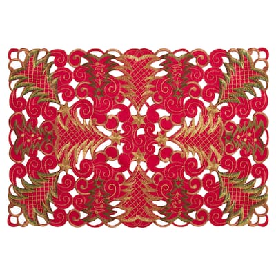Holiday Placemats With Christmas Tree Cutwork Design (Set of 4)