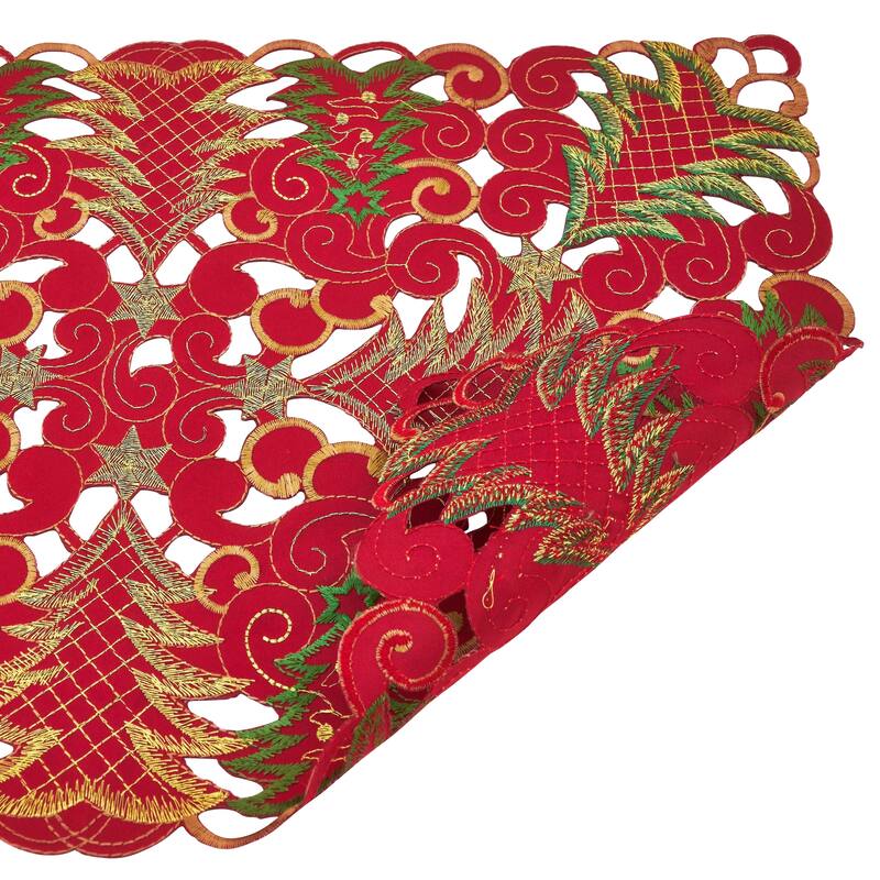 Holiday Placemats With Christmas Tree Cutwork Design (Set of 4)