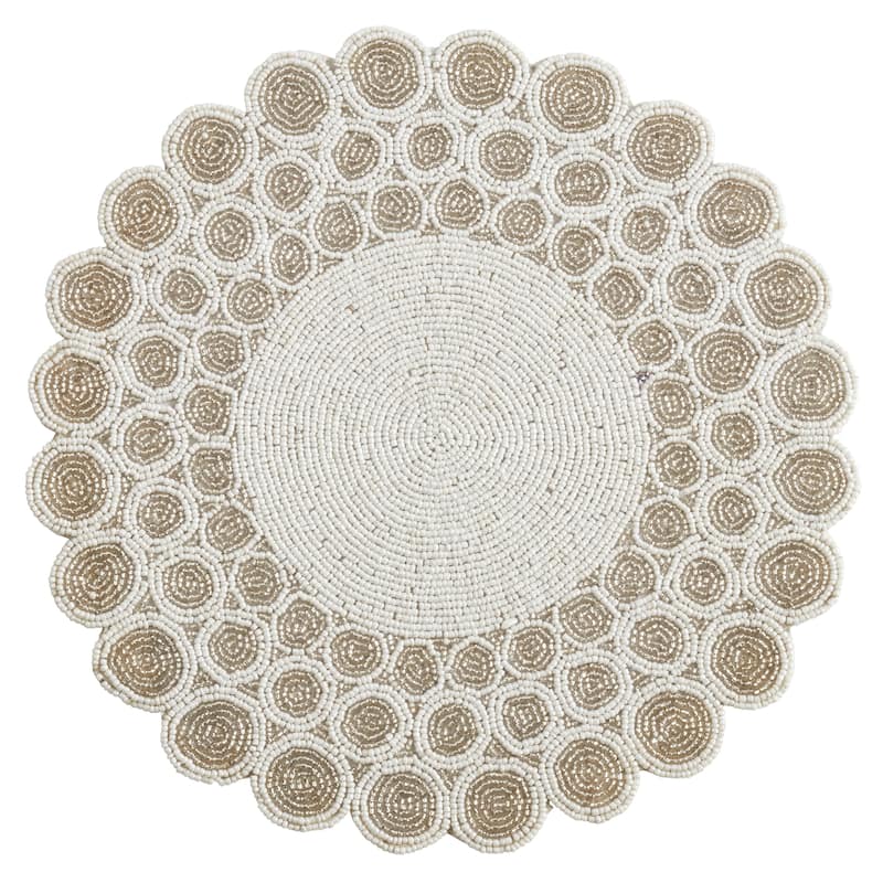 Beaded Design Placemats (Set of 4) - White - Set of 4