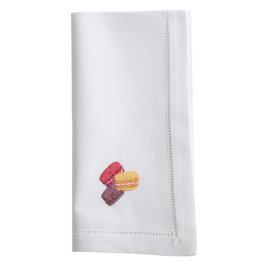 Cotton Napkins With Embroidered Macaron Design (Set of 6)