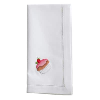 Cotton Napkins With Embroidered Cupcake Design (Set of 6)