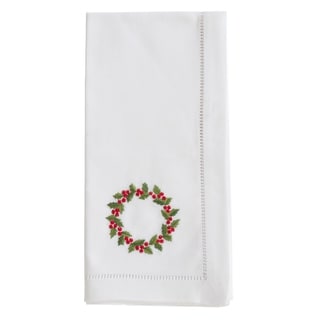 Cotton Napkins with Embroidered Wreath Design (Set of 6) - Bed Bath ...