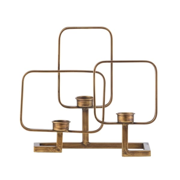 Vintage Gold 12-inch Geometric Candle Holder