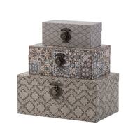Brown Coordinating Pattern Decorative Boxes by Anthony Venetucci (Set of 3)