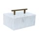 Small Creamy White 15-inch Marble Box with Brass Handle - Thumbnail 0