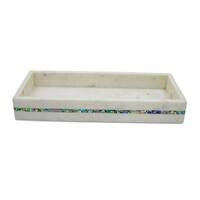 Creamy White Marble with Shell Inlay Tank Tray