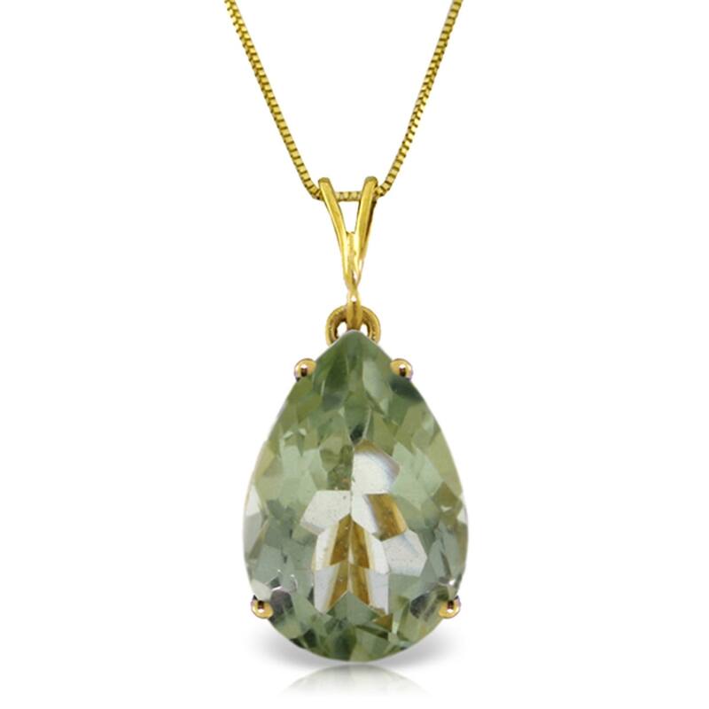 5 Carat 14K Gold Necklace Natural Green Amethyst