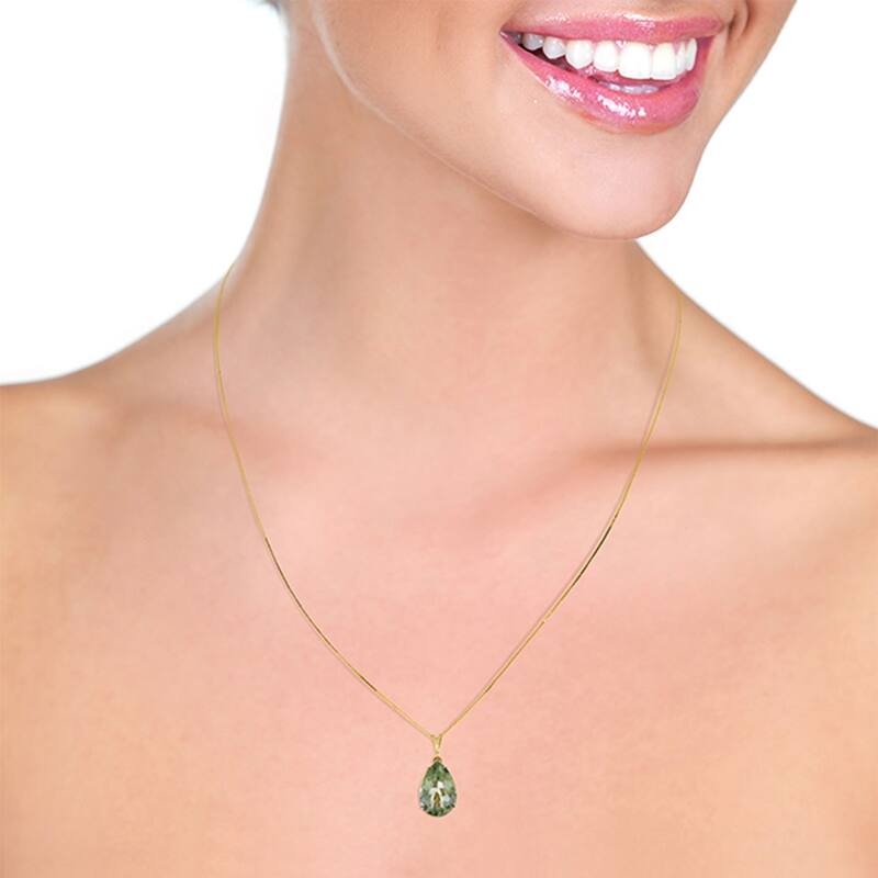 5 Carat 14K Gold Necklace Natural Green Amethyst