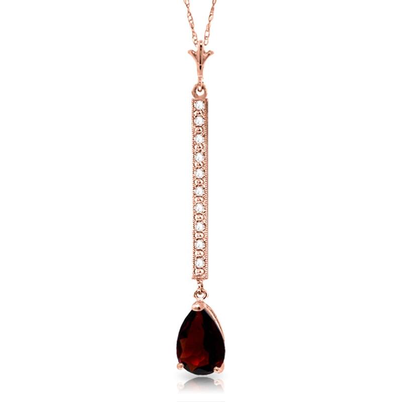 14K Rose Gold Diamond & Garnet Necklace Gemstone