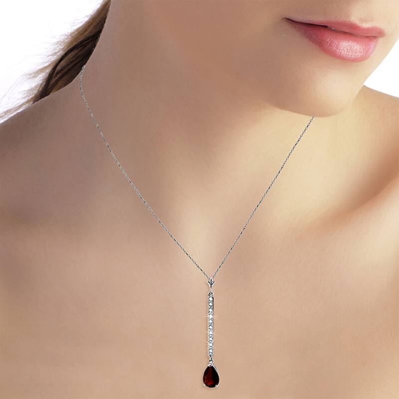 1.8 Carat 14K White Gold Necklace Diamond Garnet