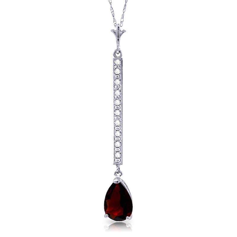 1.8 Carat 14K White Gold Necklace Diamond Garnet