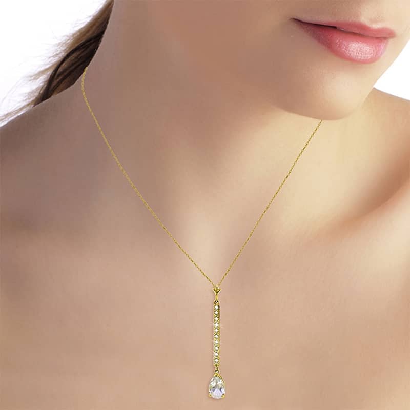1.8 Carat 14K Gold Necklace Diamond White Topaz