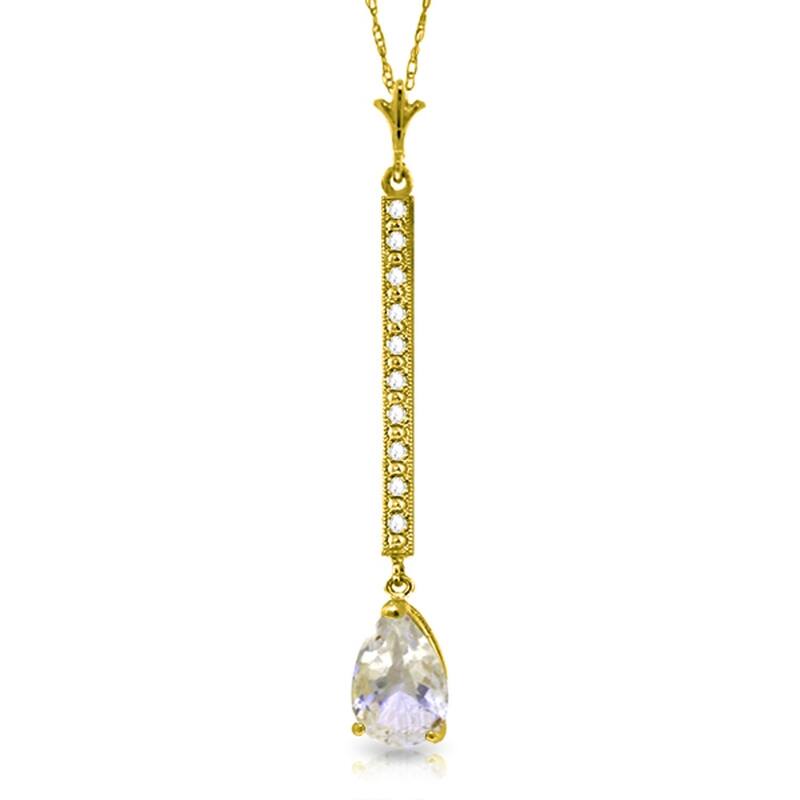 1.8 Carat 14K Gold Necklace Diamond White Topaz