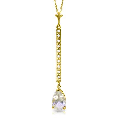 1.8 Carat 14K Gold Necklace Diamond White Topaz